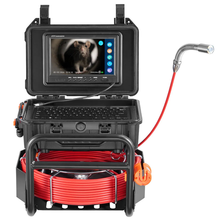 VEVOR Sewer Camera 165 ft/50m Self-Leveling Drain Camera with 512Hz Transmitter