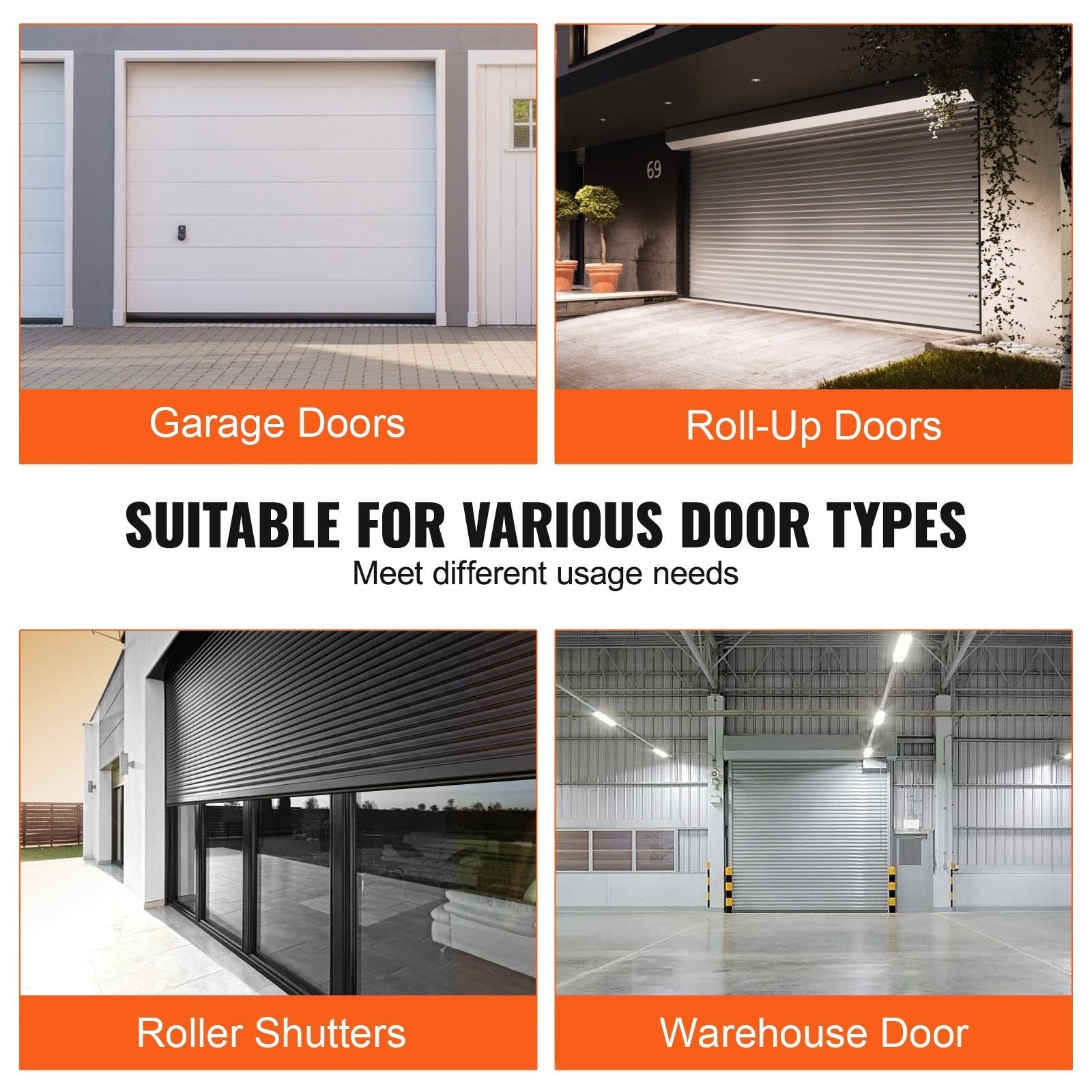 VEVOR Garage Door Seals Bottom Rubber, U Shape +O Ring Combination Garage Door Bottom Weather Seal, 10ft Weatherproofing Garage Door Seal, 5/16 inch T-ends and 3 3/4 inch Width, for Doors, Black