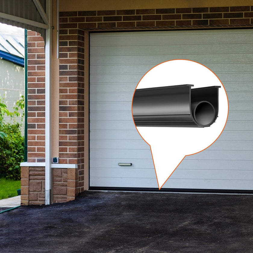 VEVOR Garage Door Seals Bottom Rubber, U Shape +O Ring Combination Garage Door Bottom Weather Seal, 10ft Weatherproofing Garage Door Seal, 5/16 inch T-ends and 3 3/4 inch Width, for Doors, Black