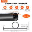 VEVOR Garage Door Seals Bottom Rubber, U Shape +O Ring Garage Door Bottom Weather Seal with Pre-drilled Aluminum Track Retainer Kit, 16ft 5/16 inch T-ends and 3 3/4 inch Width, for Doors, Black