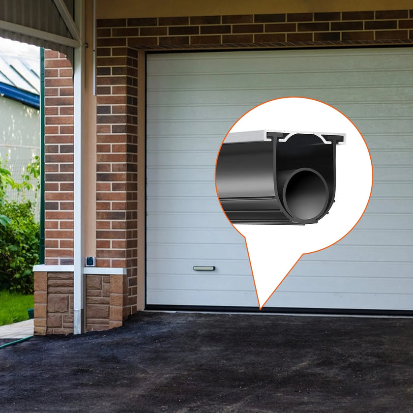 VEVOR Garage Door Seals Bottom Rubber, U Shape +O Ring Garage Door Bottom Weather Seal with Pre-drilled Aluminum Track Retainer Kit, 16ft 5/16 inch T-ends and 3 3/4 inch Width, for Doors, Black