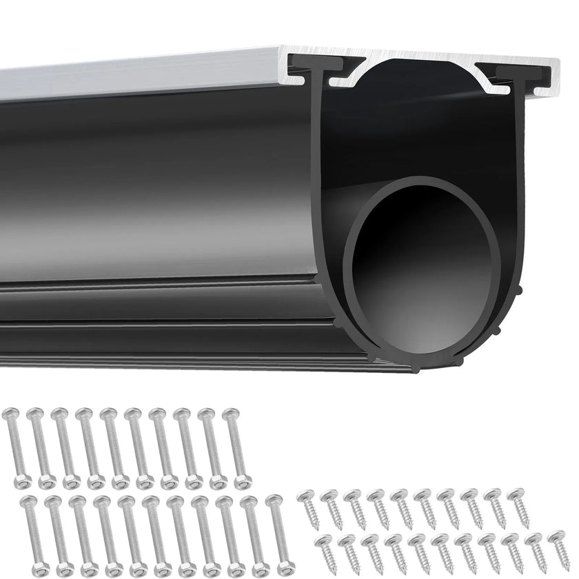 VEVOR Garage Door Seals Bottom Rubber, U Shape +O Ring Garage Door Bottom Weather Seal with Pre-drilled Aluminum Track Retainer Kit, 16ft 5/16 inch T-ends and 3 3/4 inch Width, for Doors, Black