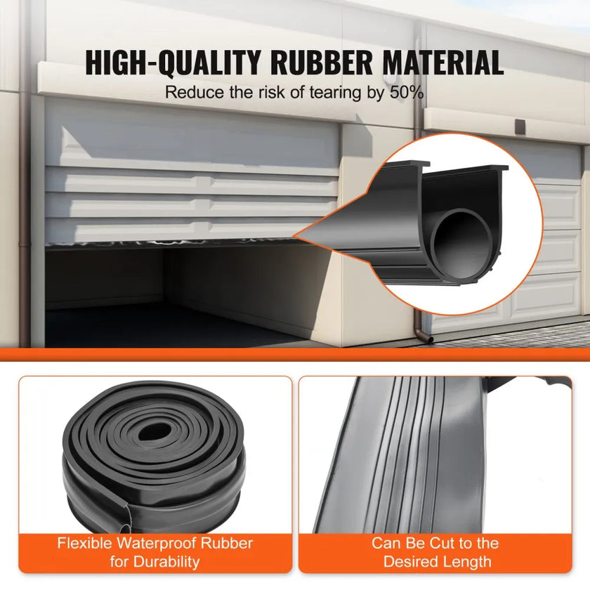 VEVOR Garage Door Seals Bottom Rubber, U Shape +O Ring Combination Garage Door Bottom Weather Seal, 16ft Weatherproofing Garage Door Seal, 5/16 inch T-ends and 3 3/4 inch Width, for Doors, Black
