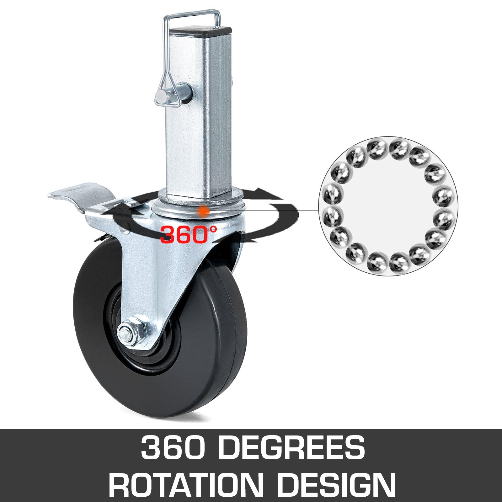 VEVOR 4 Pack 5 Inch Iron Core Polyurethane Swivel Caster with Dual Locking Brake Adjustable Legs 440 LBS Capacity per Wheel
