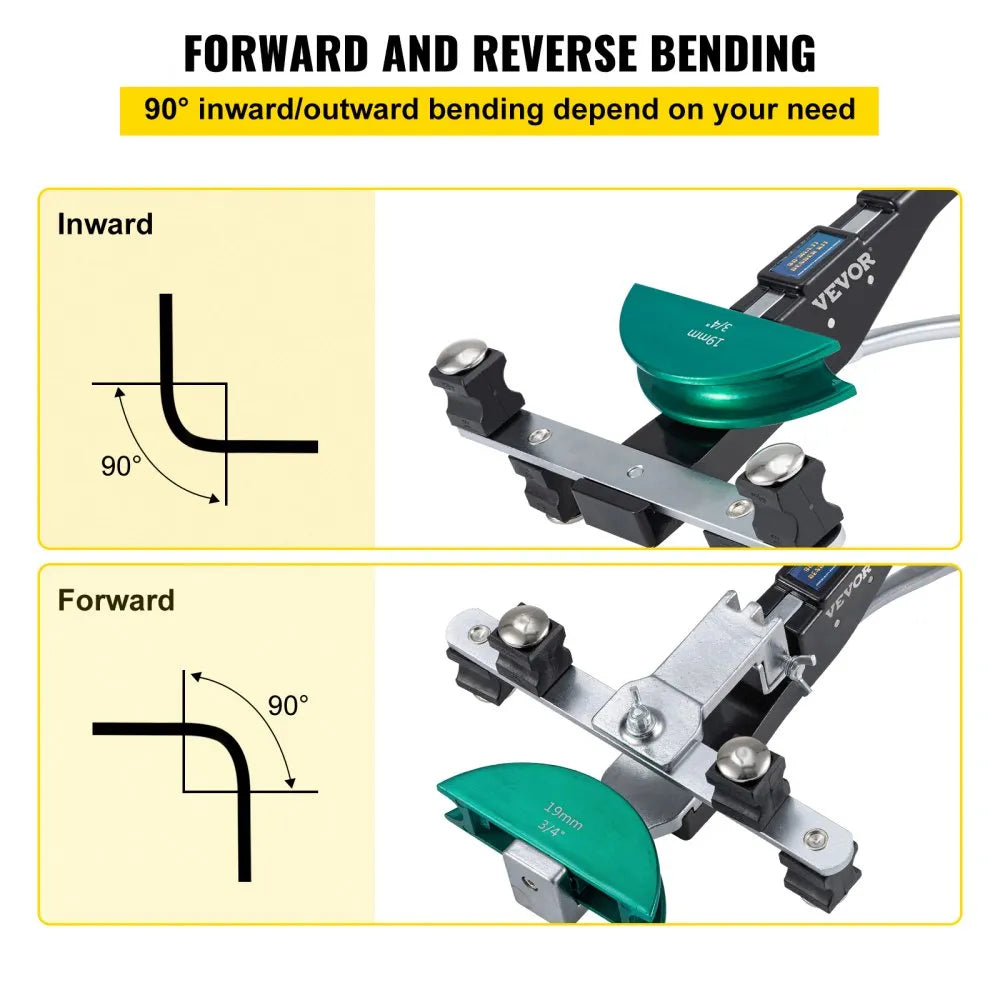 VEVOR Copper Pipe Bender, 7 Dies 1/4-7/8 inch 90 Degrees Forward and Reverse Bending, 6-22 mm for Copper & Aluminum Tubes with Reverse Bend Attachment