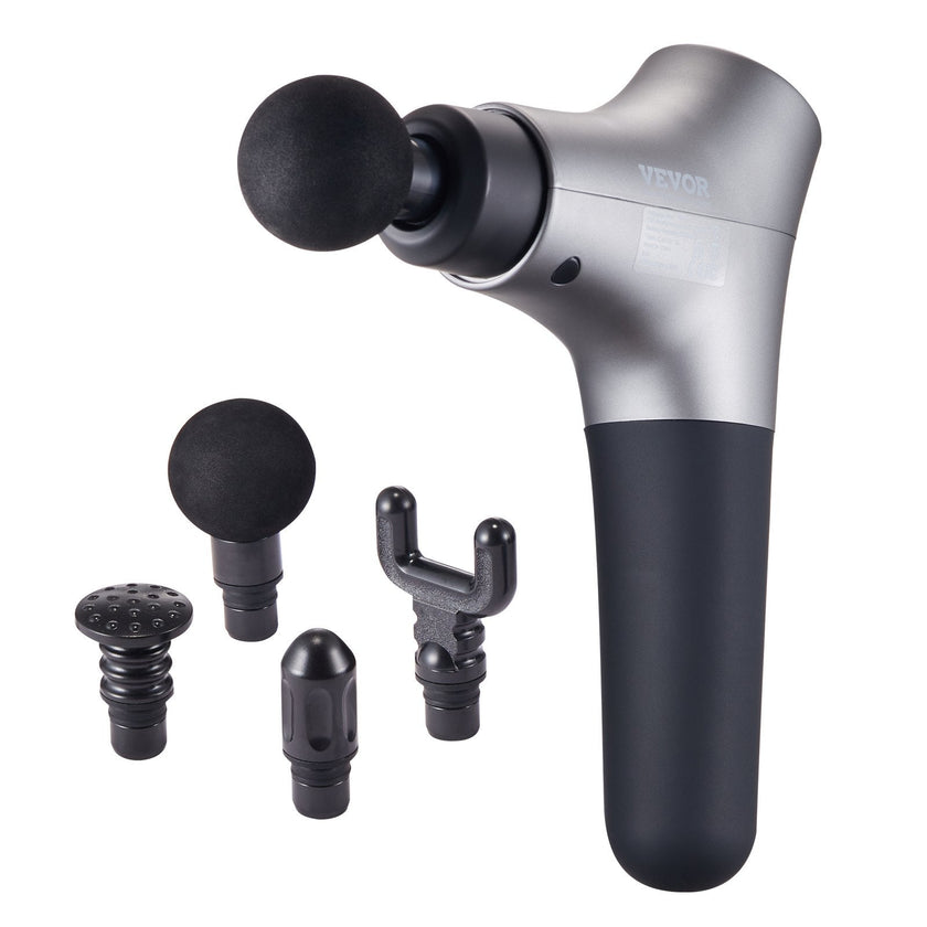 VEVOR Massage Gun Deep Tissue, Percussion Muscle Massager for Athletes - with 6 Speed Levels & 4 Massage Heads, 12V 2500mAh Batteries, Handheld Electric Massage Gun for Pain Relief, Muscle Relaxation