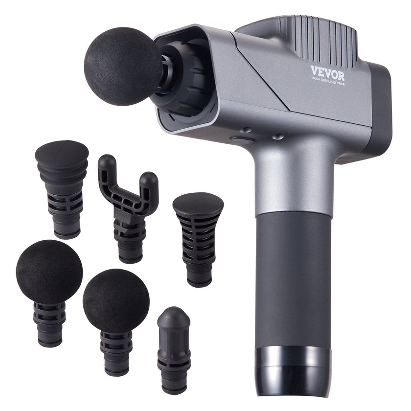 VEVOR Massage Gun Deep Tissue, Percussion Muscle Massager for Athletes - with 8 Speed Levels & 6 Massage Heads, 16V 2500mAh Batteries, Handheld Electric Massage Gun for Pain Relief, Muscle Relaxation