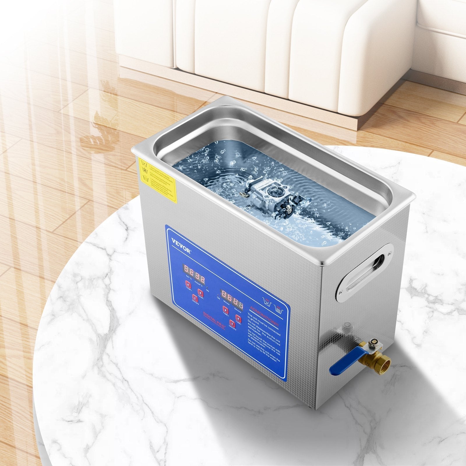 VEVOR Professional Ultrasonic Cleaner, 6 L Ultrasonic Jewelry Cleaner with Digital Timer & Heater, Stainless Steel Industrial Sonic Cleaner 40kHz for Glasses, Watches, Rings, Small Parts