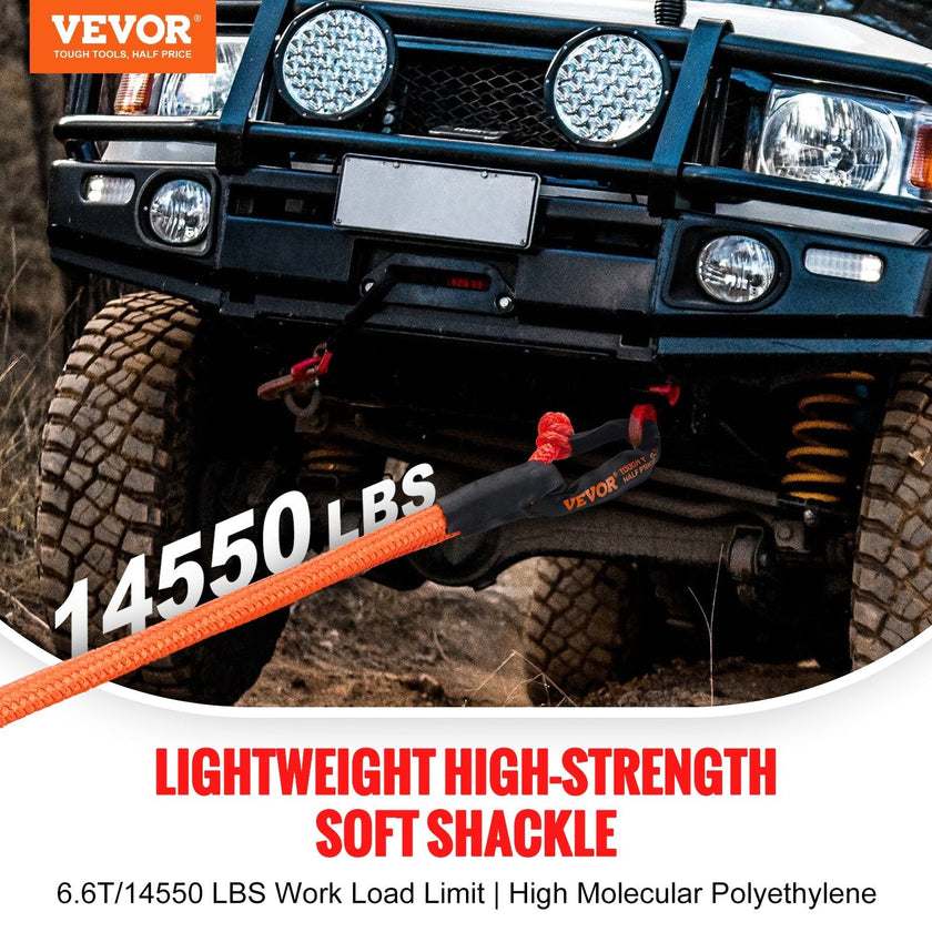 VEVOR Soft Shackle Synthetic Recovery Rope 2PCS 1/2