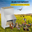 VEVOR Galvanized Poultry Feeder Holds 25lbs of Feed Chicken Feeders No Waste 12.9x8.3x18.9in Hanging Chicken Feeder with Lid Weatherproof Outdoor Coop Food Dispenser for Duck