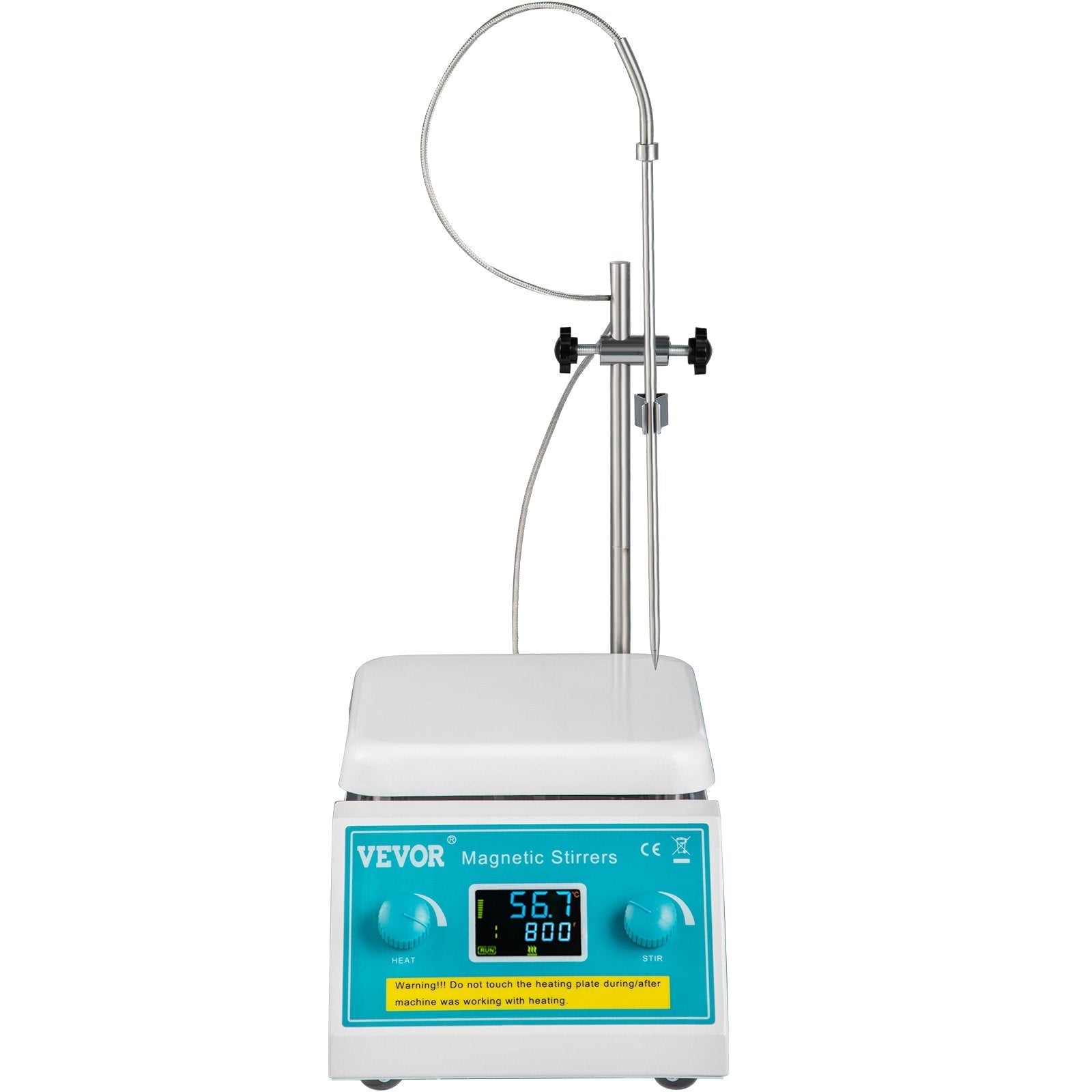 VEVOR Magnetic Stirrer Hot Plate, 200-2000 RPM Digital Hotplate Magnetic Stirrer, 2L Lab Heating Plate Stirrer w/ Support Stand, Max 572°F / 300°C Heating Temperature 500W Heating Power for Lab Mixing