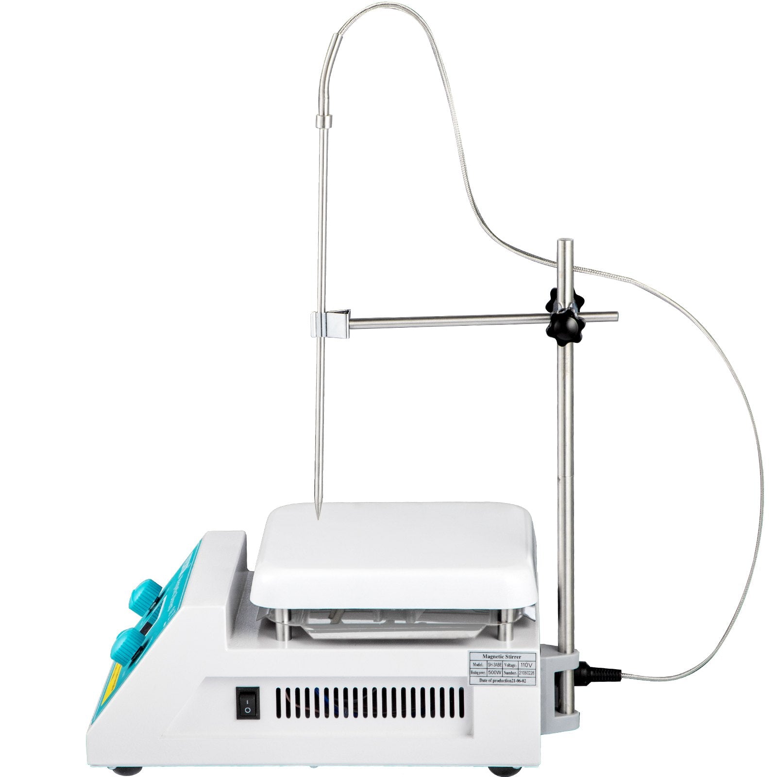 VEVOR Magnetic Stirrer Hot Plate, 200-2000 RPM Digital Hotplate Magnetic Stirrer, 2L Lab Heating Plate Stirrer w/ Support Stand, Max 572°F / 300°C Heating Temperature 500W Heating Power for Lab Mixing