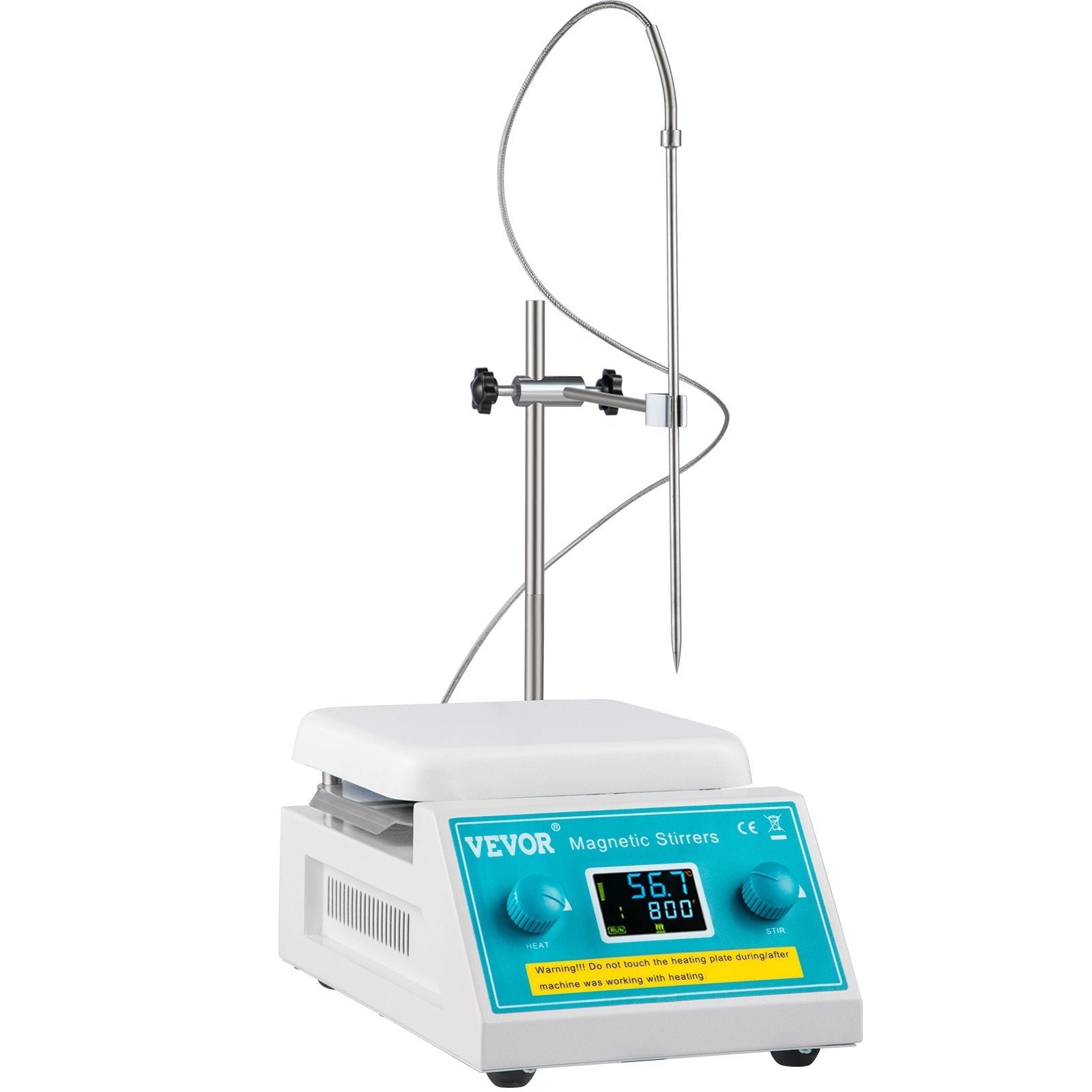VEVOR Magnetic Stirrer Hot Plate, 200-2000 RPM Digital Hotplate Magnetic Stirrer, 2L Lab Heating Plate Stirrer w/ Support Stand, Max 572°F / 300°C Heating Temperature 500W Heating Power for Lab Mixing