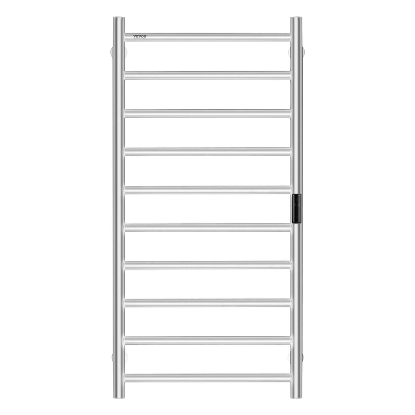 VEVOR 10 Bars Towel Warmer Rack Wall Mounted Heated Towel Rack Bathroom Silver