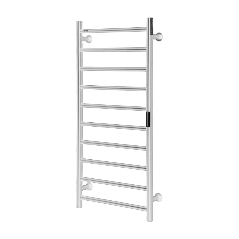 VEVOR 10 Bars Towel Warmer Rack Wall Mounted Heated Towel Rack Bathroom Silver