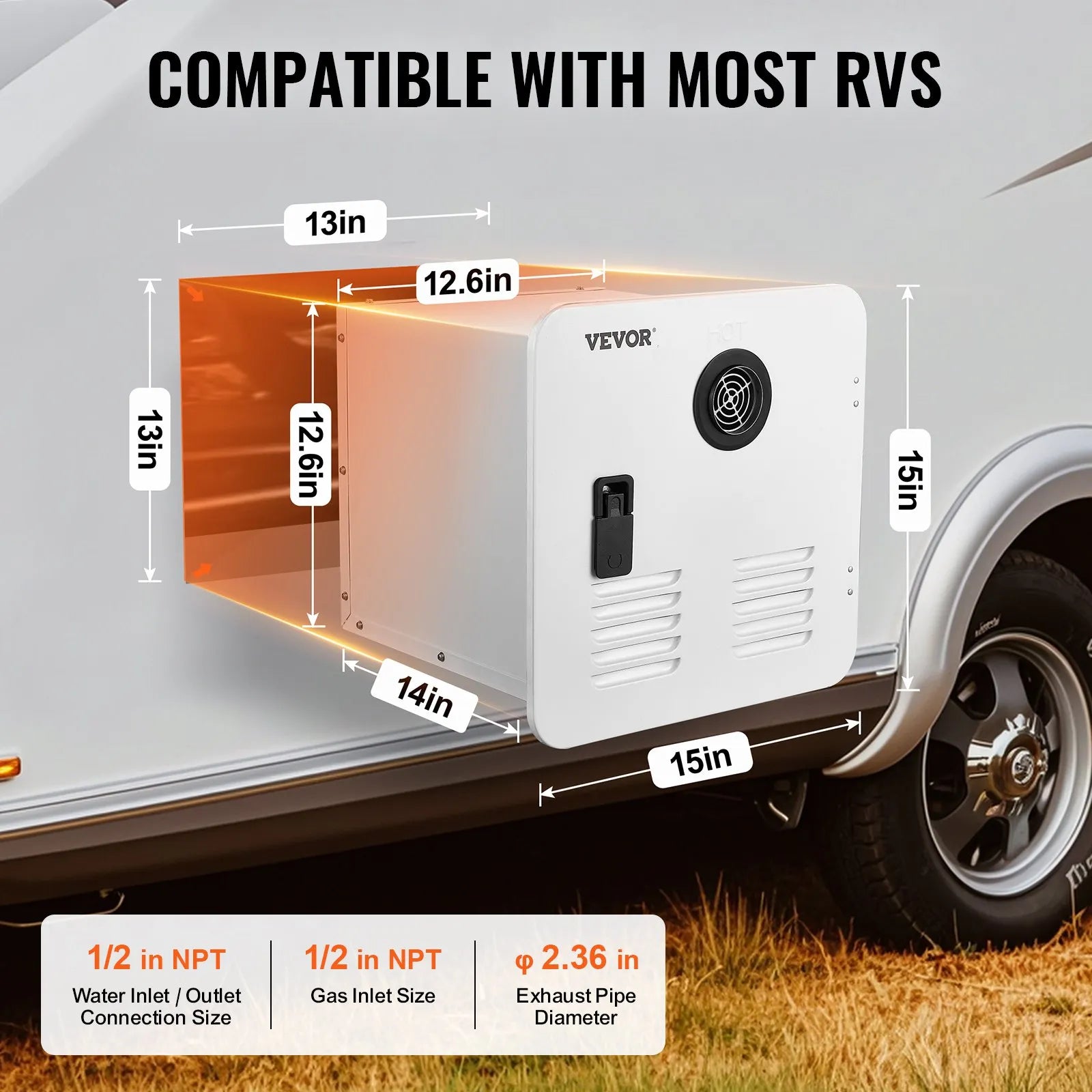 VEVOR RV Tankless Water Heater 15x15in Propane Gas 42000BTU with Controller