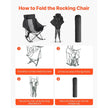 Heated Camping Rocking Chair with Dual-Zone Heating, 3 Heat Settings, Folding Outdoor Chair with Cup Holder & Storage Pocket, Supports 225 lbs