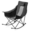 Heated Camping Rocking Chair with Dual-Zone Heating, 3 Heat Settings, Folding Outdoor Chair with Cup Holder & Storage Pocket, Supports 225 lbs