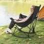 Heated Camping Rocking Chair with Dual-Zone Heating, 3 Heat Settings, Folding Outdoor Chair with Cup Holder & Storage Pocket, Supports 225 lbs