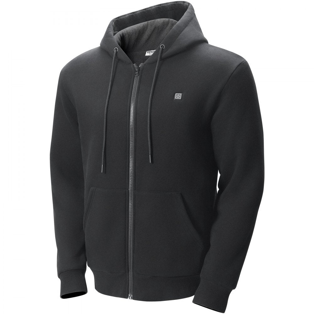 VEVOR Heated Hoodie Sweatshirt Zip Up Unisex with Battery for Men&Women S Black