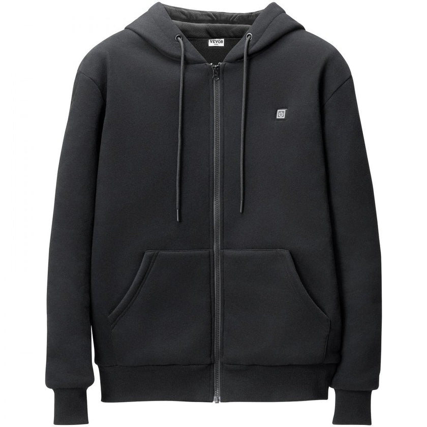 VEVOR Heated Hoodie Sweatshirt Zip Up Unisex w/ Battery for Men&Women XXXL Black