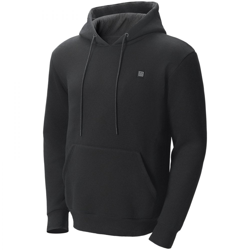 VEVOR Heated Hoodie Sweatshirt Unisex with Battery for Men & Women XXL Black