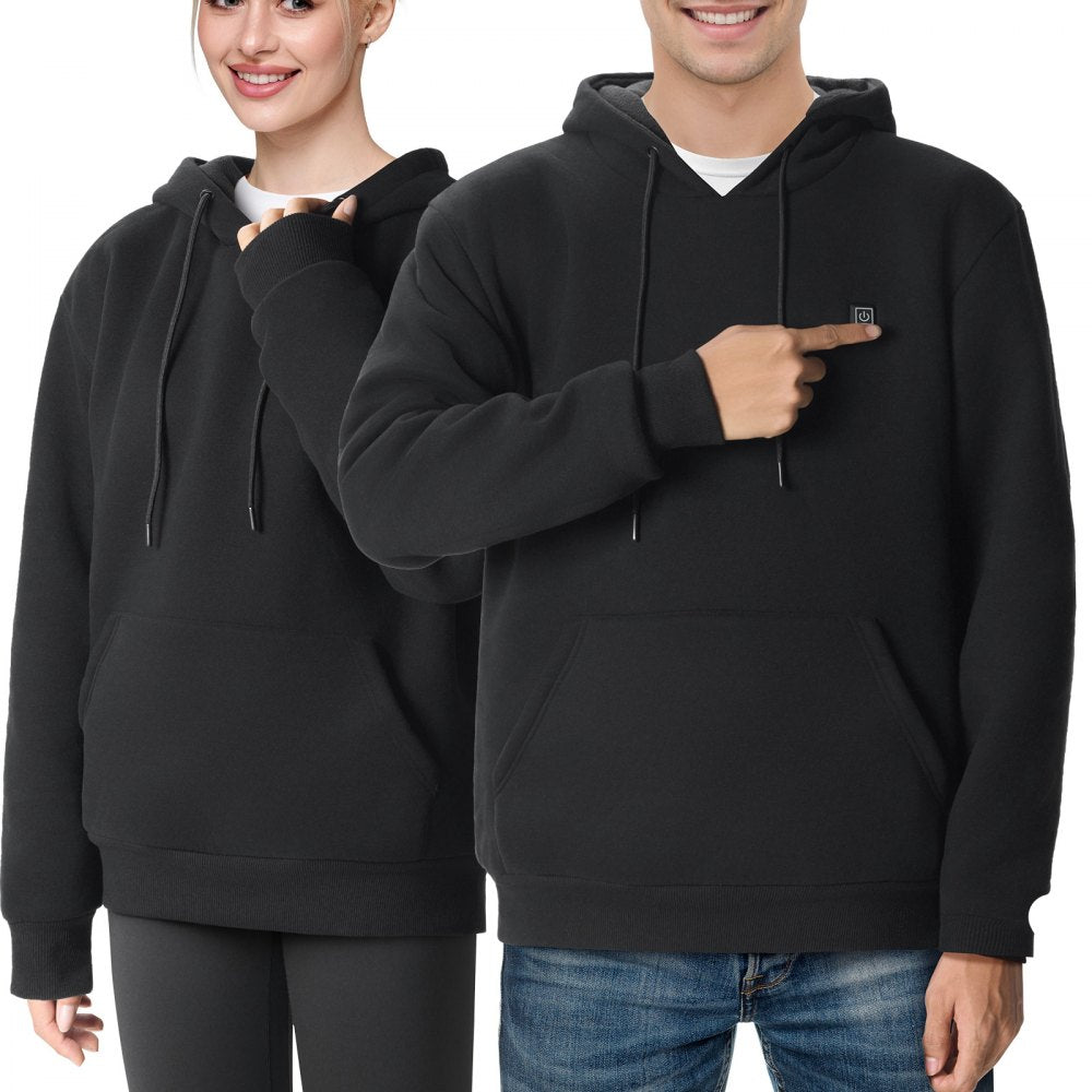 VEVOR Heated Hoodie Sweatshirt Unisex with Battery for Men & Women L Size Black