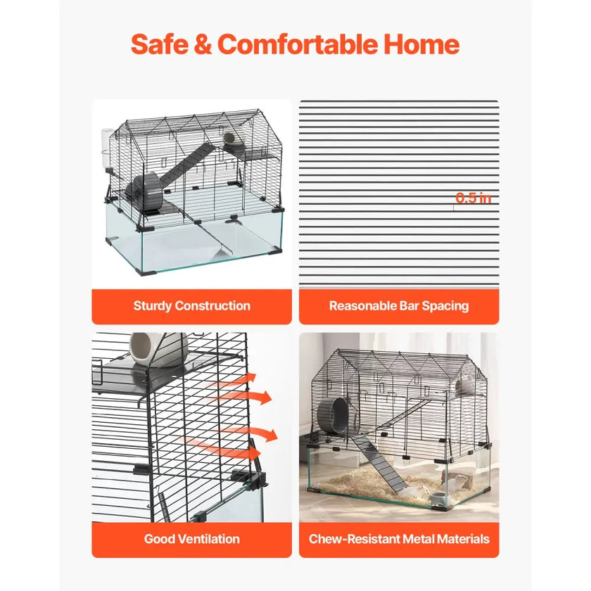 VEVOR Wire Hamster Cage Habitat 22.8in Rodent Gerbil Small Animal House