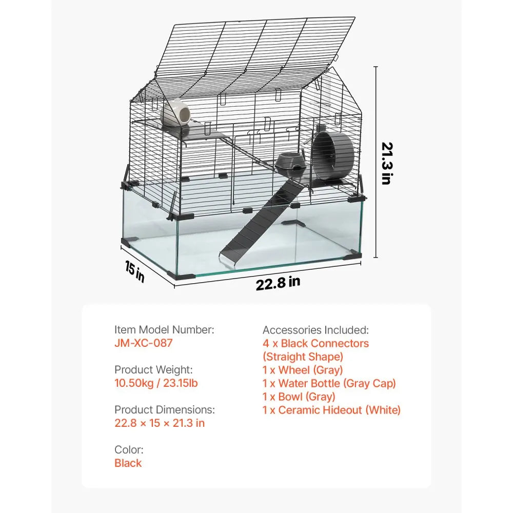 VEVOR Wire Hamster Cage Habitat 22.8in Rodent Gerbil Small Animal House