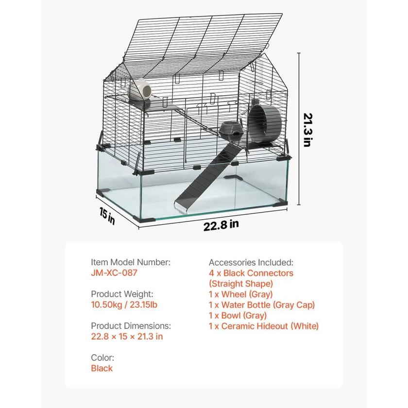 VEVOR Wire Hamster Cage Habitat 22.8in Rodent Gerbil Small Animal House