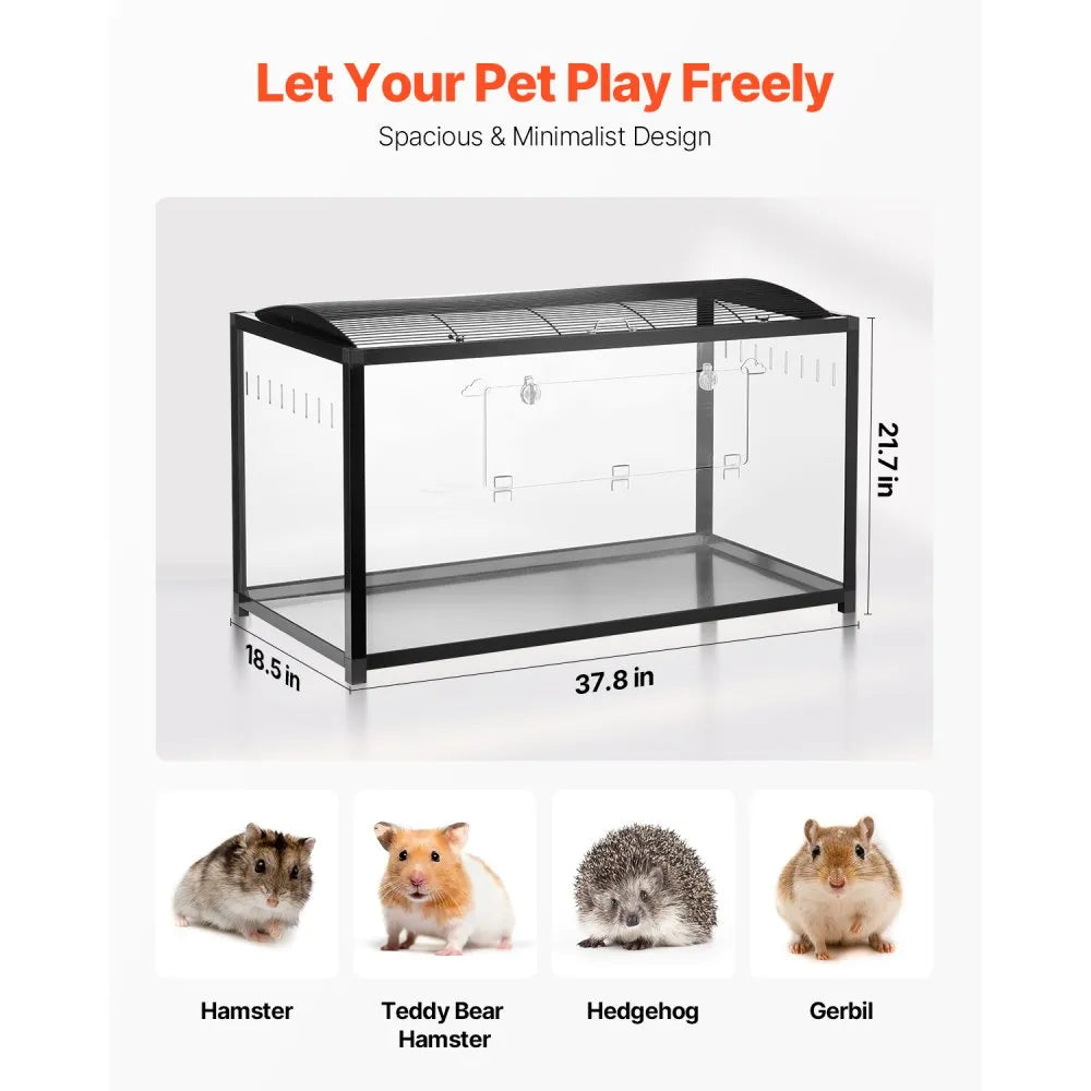 VEVOR Hamster Cage Habitat 37.8in Clear Rodent Gerbil Mice Small Animal House
