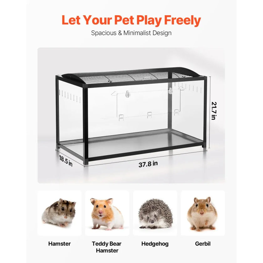 VEVOR Hamster Cage Habitat 37.8in Clear Rodent Gerbil Mice Small Animal House