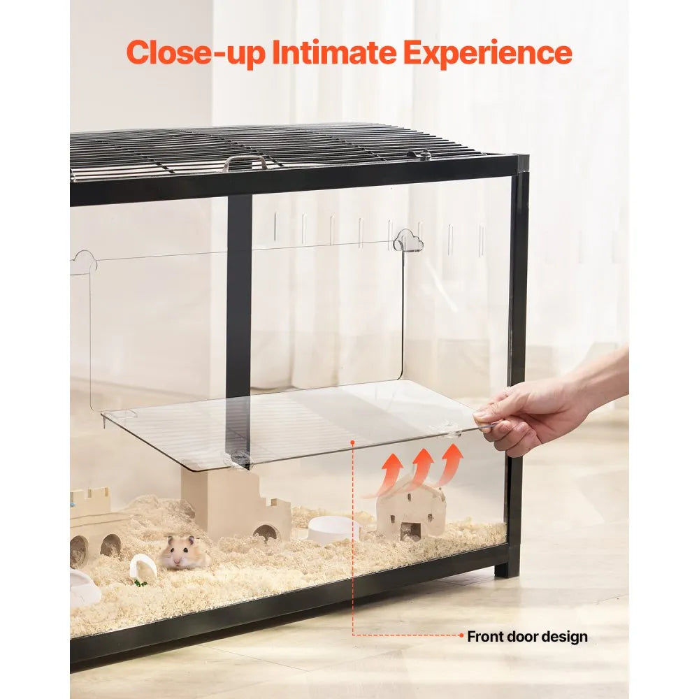 VEVOR Hamster Cage Habitat 37.8in Clear Rodent Gerbil Mice Small Animal House