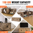 VEVOR Cat Litter Box Enclosure Wooden Litter Box Furniture Hidden 2 Rooms Greige