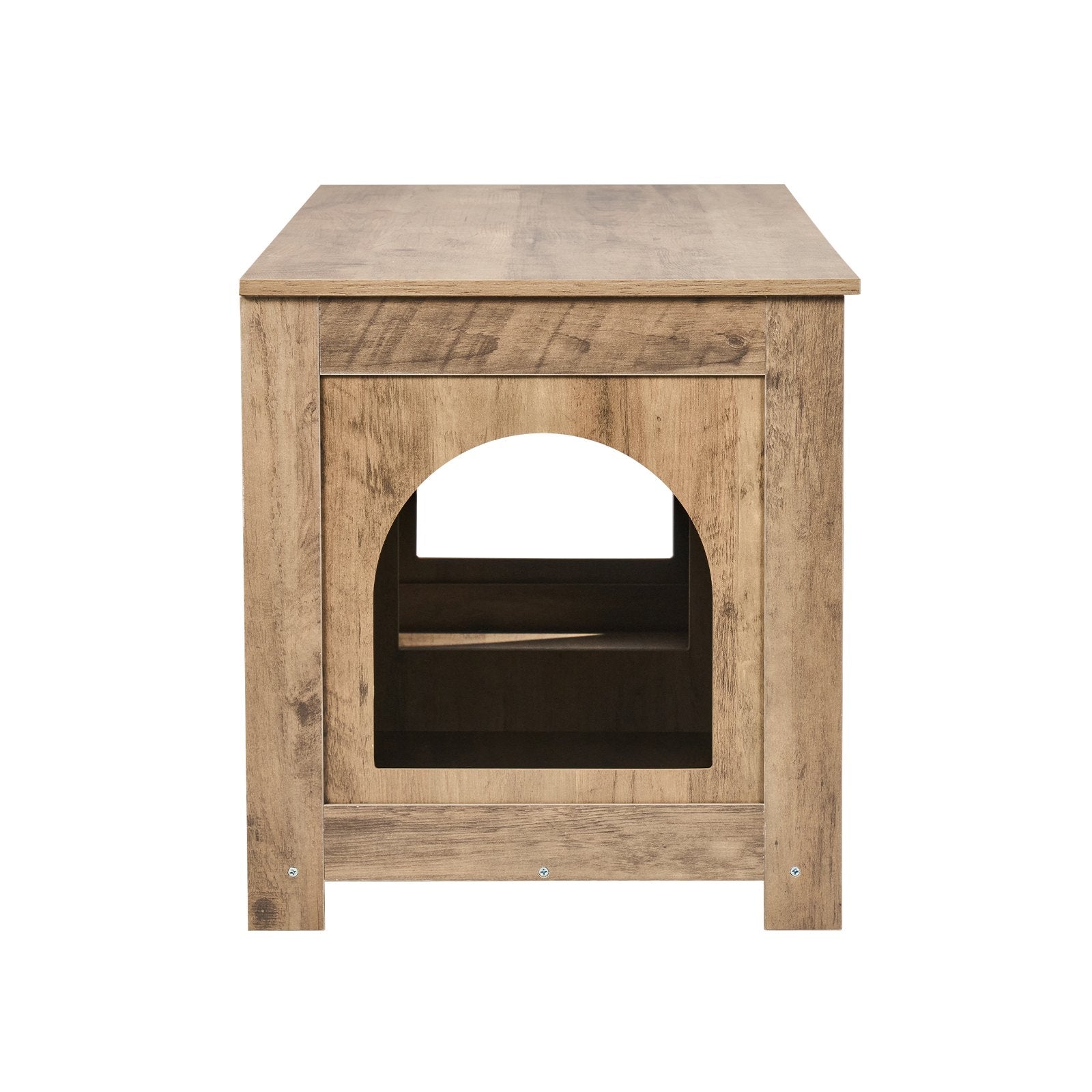 VEVOR Cat Litter Box Enclosure Wooden Litter Box Furniture Hidden 2 Rooms Greige
