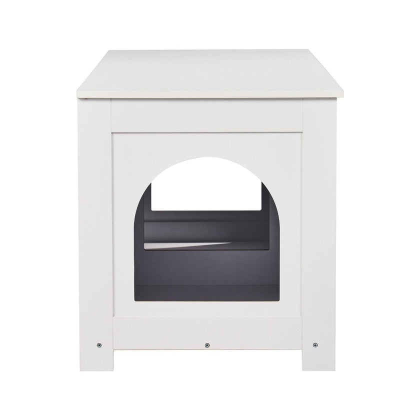VEVOR Cat Litter Box Enclosure Wooden Litter Box Furniture Hidden 2 Rooms White