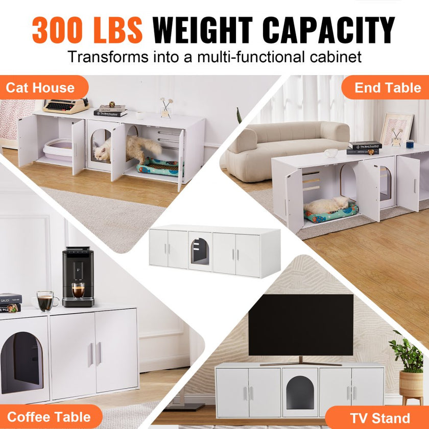 VEVOR Cat Litter Box Enclosure Wooden Litter Box Furniture Hidden 57.9