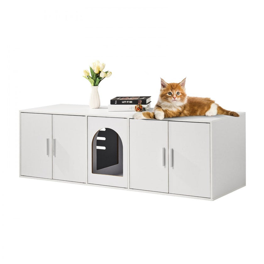 VEVOR Cat Litter Box Enclosure Wooden Litter Box Furniture Hidden 57.9