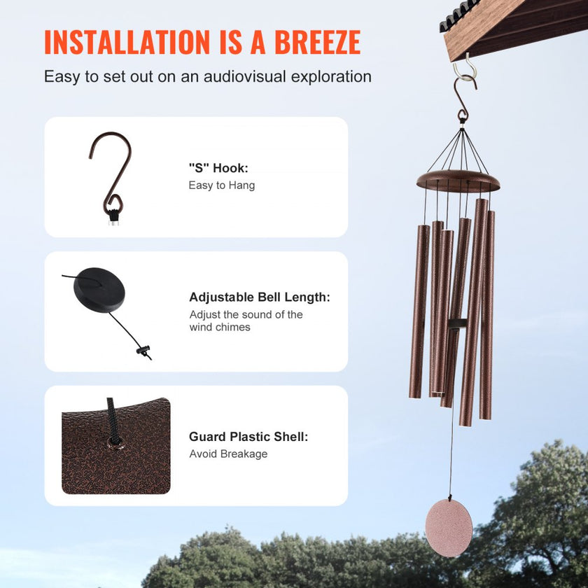 VEVOR Wind Chimes for Outside 45-Inch Aluminum Memorial Deep Tone Wind Chimes