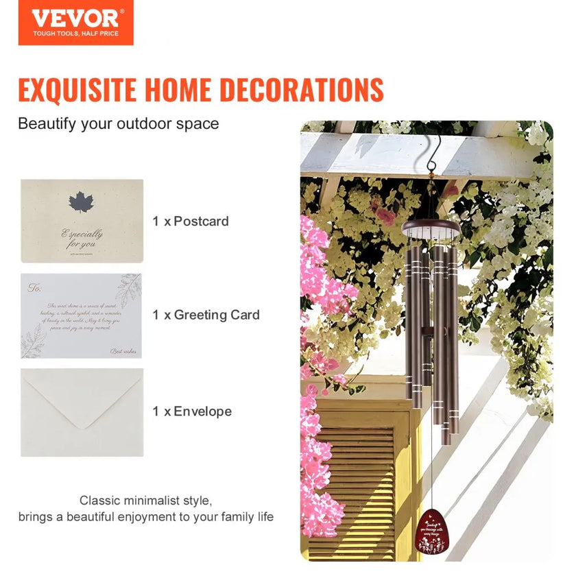 VEVOR Wind Chimes for Outside 42-Inch Aluminum Memorial Deep Tone Wind Chimes