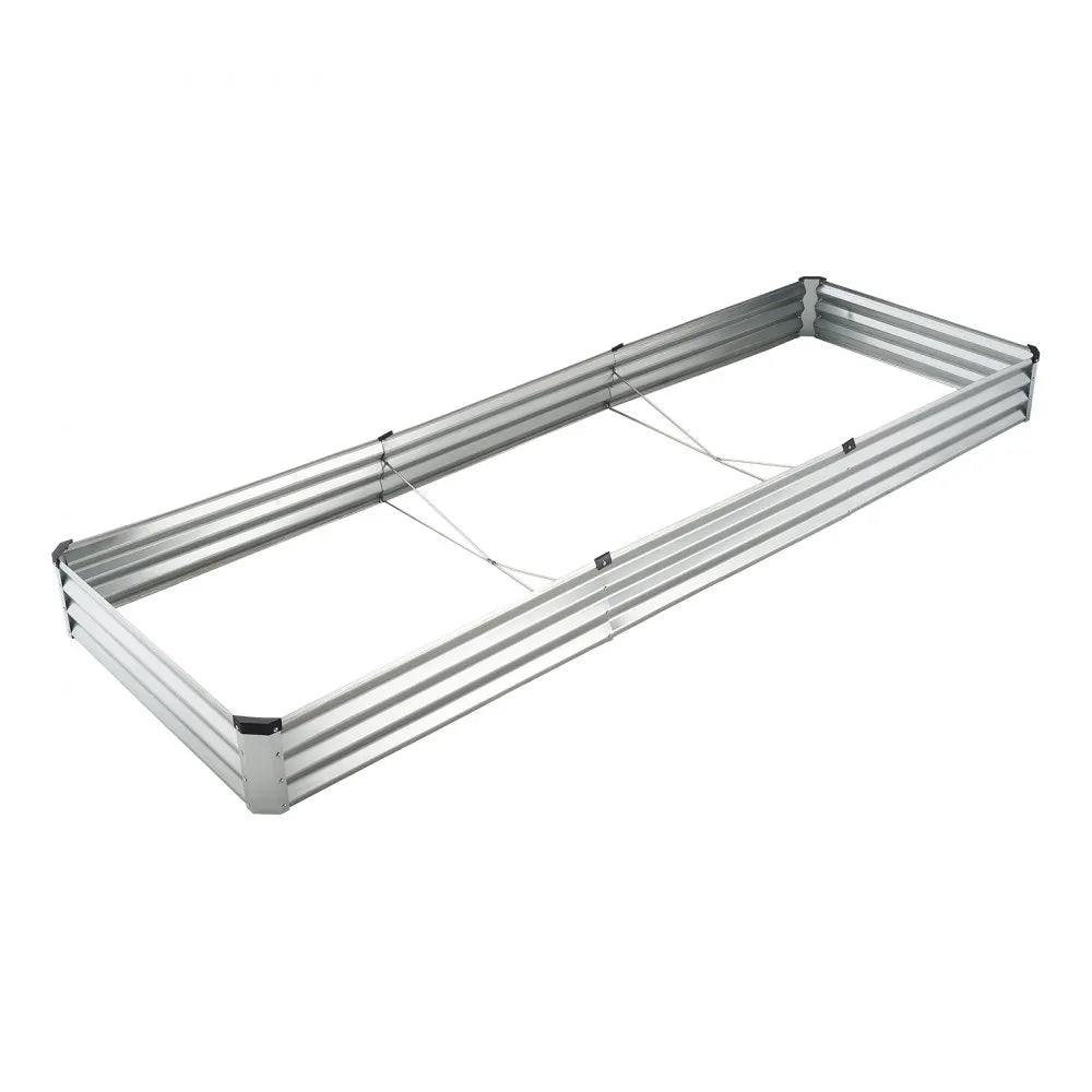 VEVOR Metal Raised Garden Bed 12x4x1 ft Outdoor Galvanized Planter Box Silver