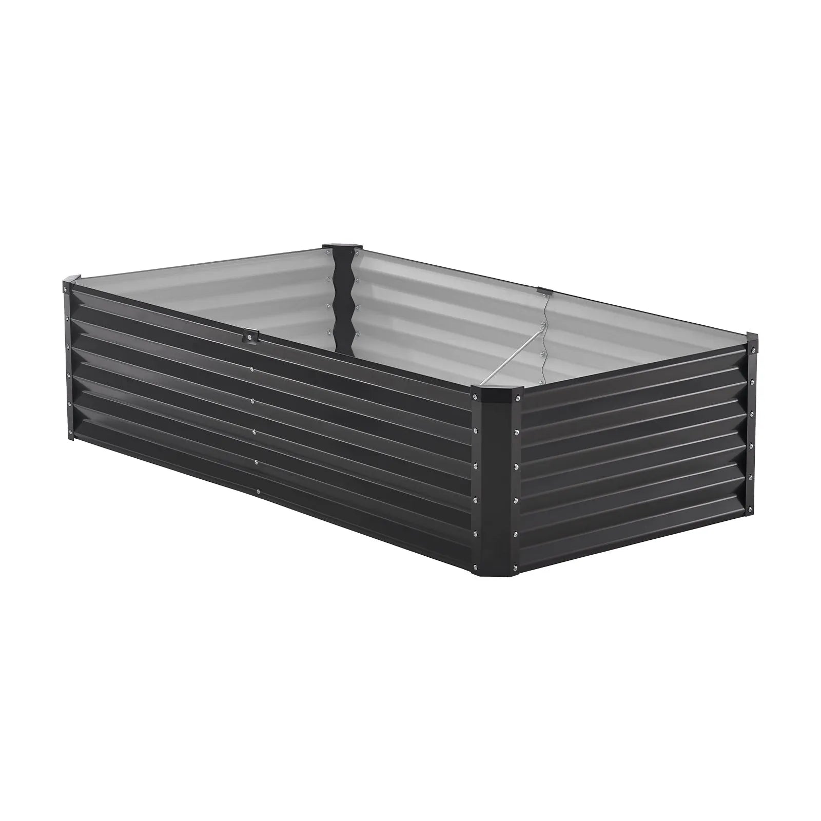 VEVOR Metal Raised Garden Bed 6x3x1.5ft Outdoor Galvanized Planter Box Dark Gray