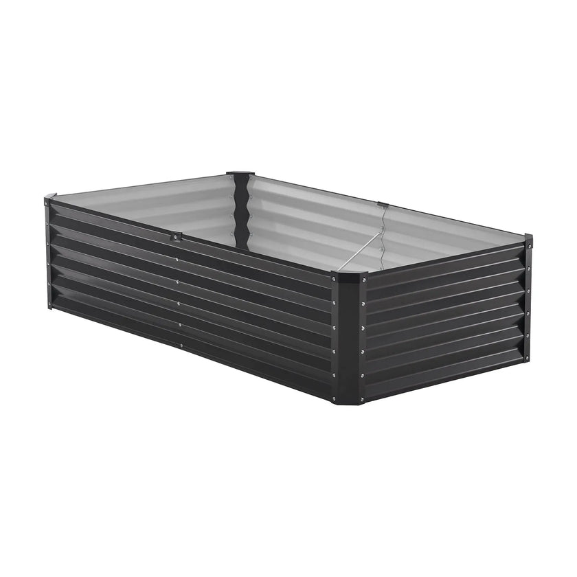 VEVOR Metal Raised Garden Bed 6x3x1.5ft Outdoor Galvanized Planter Box Dark Gray