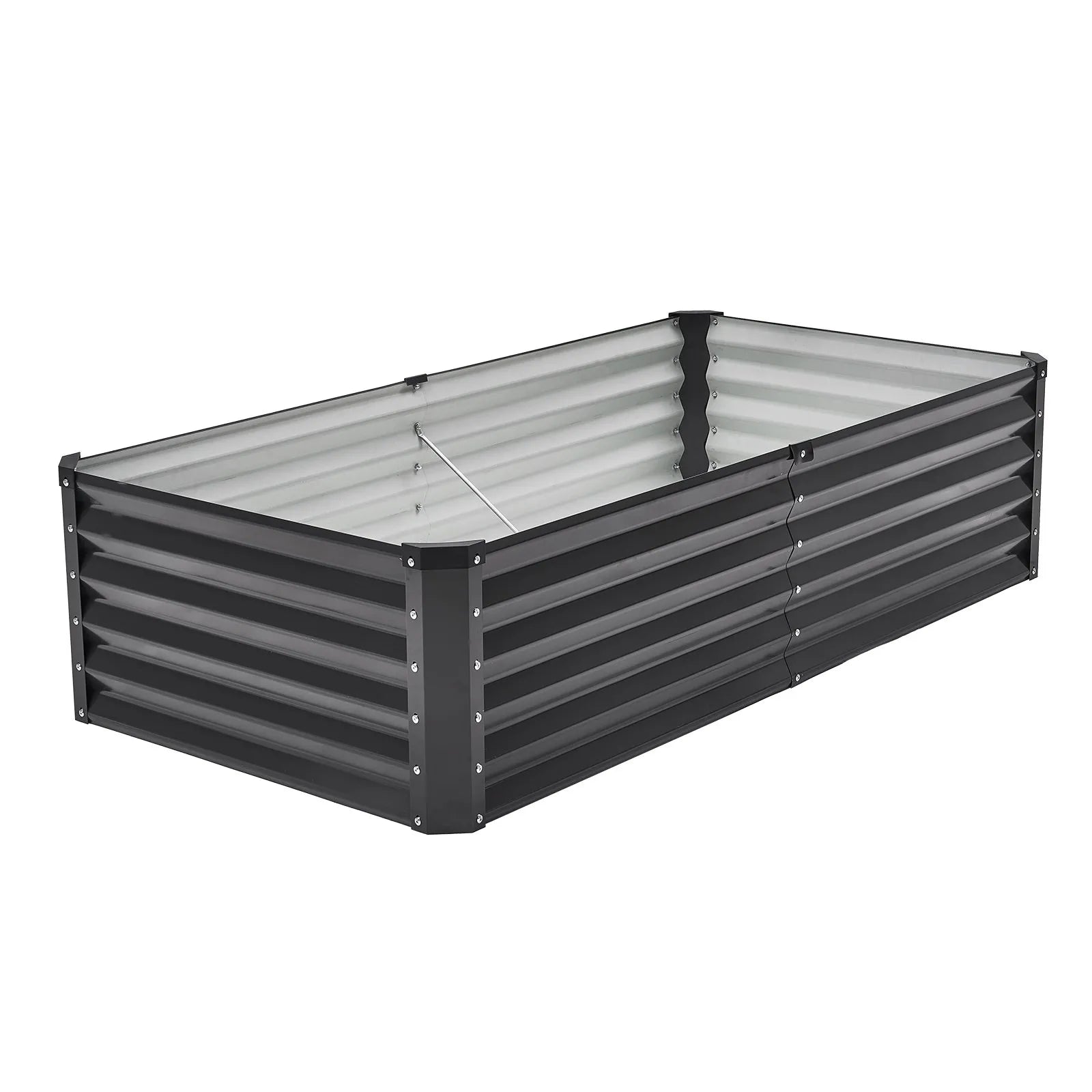 VEVOR Metal Raised Garden Bed 6x3x1.5ft Outdoor Galvanized Planter Box Dark Gray