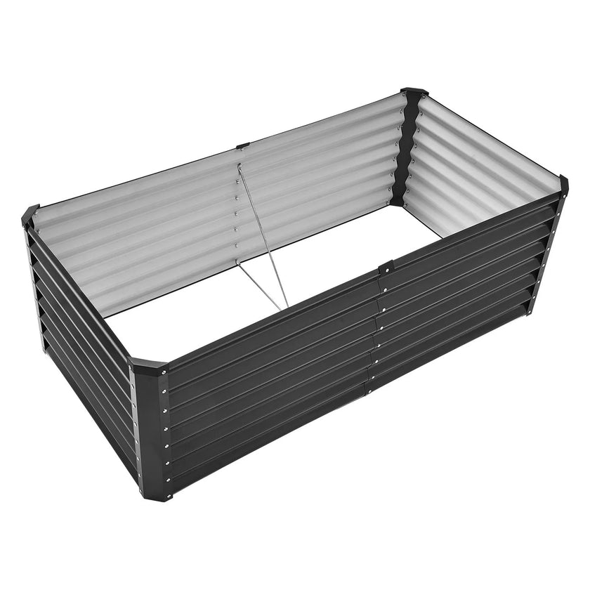 VEVOR Metal Raised Garden Bed 6x3x2ft Outdoor Galvanized Planter Box Dark Gray