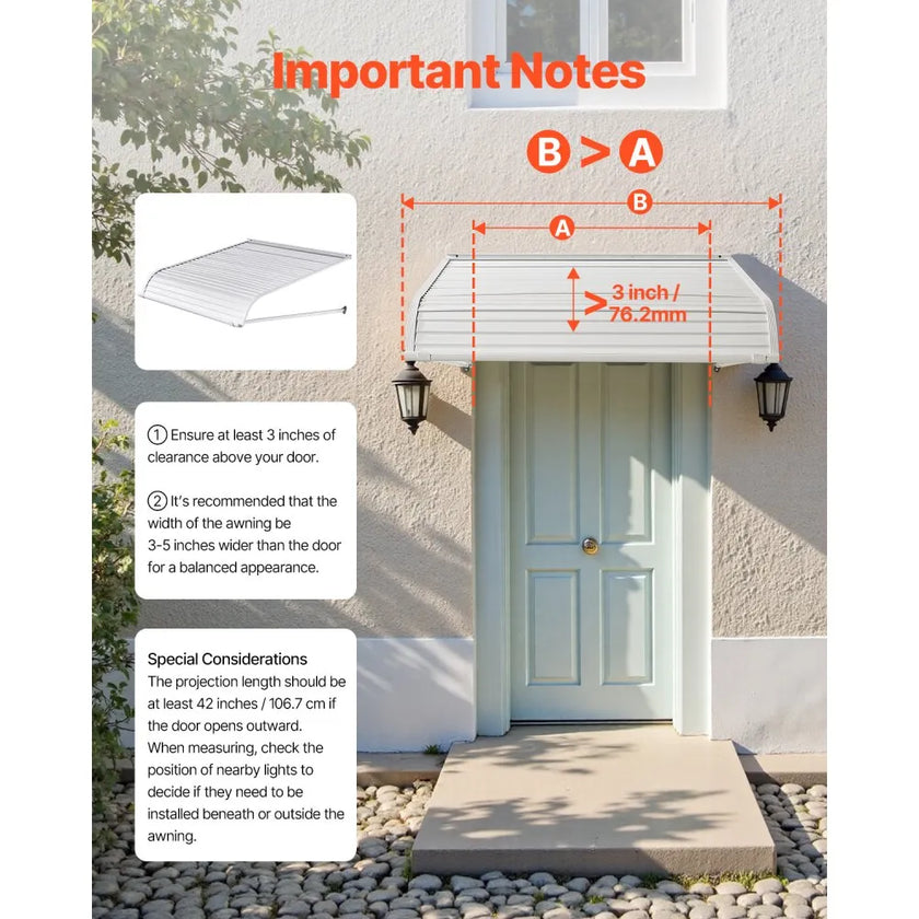 VEVOR Window Awning Door Canopy 40x42 in Aluminum Alloy Front Door Awnings