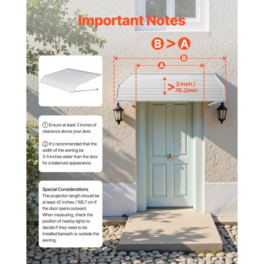 VEVOR Window Awning Door Canopy 48x42 in Aluminum Alloy Front Door Awnings