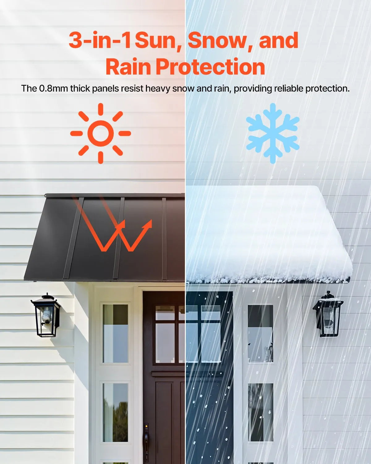VEVOR Window Awning Door Canopy 80x36 in Outdoor Patio Steel Front Door Awnings