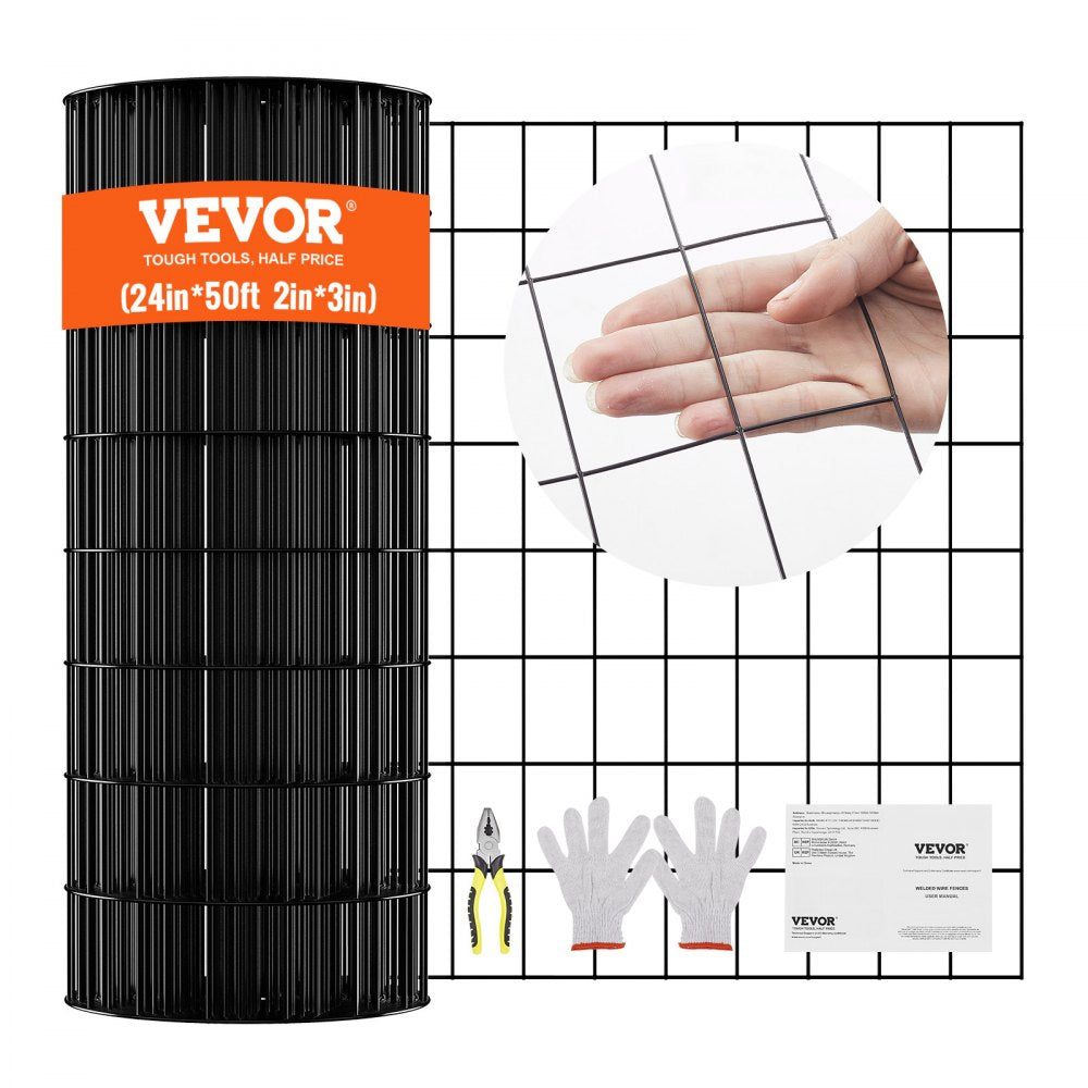 VEVOR Hardware Cloth, 24'' x 50' Galvanized Wire Mesh Roll, 16 Gauge Chicken Wire Fence Roll, Vinyl Coating Metal Wire Mesh for Chicken Coop Barrier, Rabbit Snake Fences, Poultry Enclosures