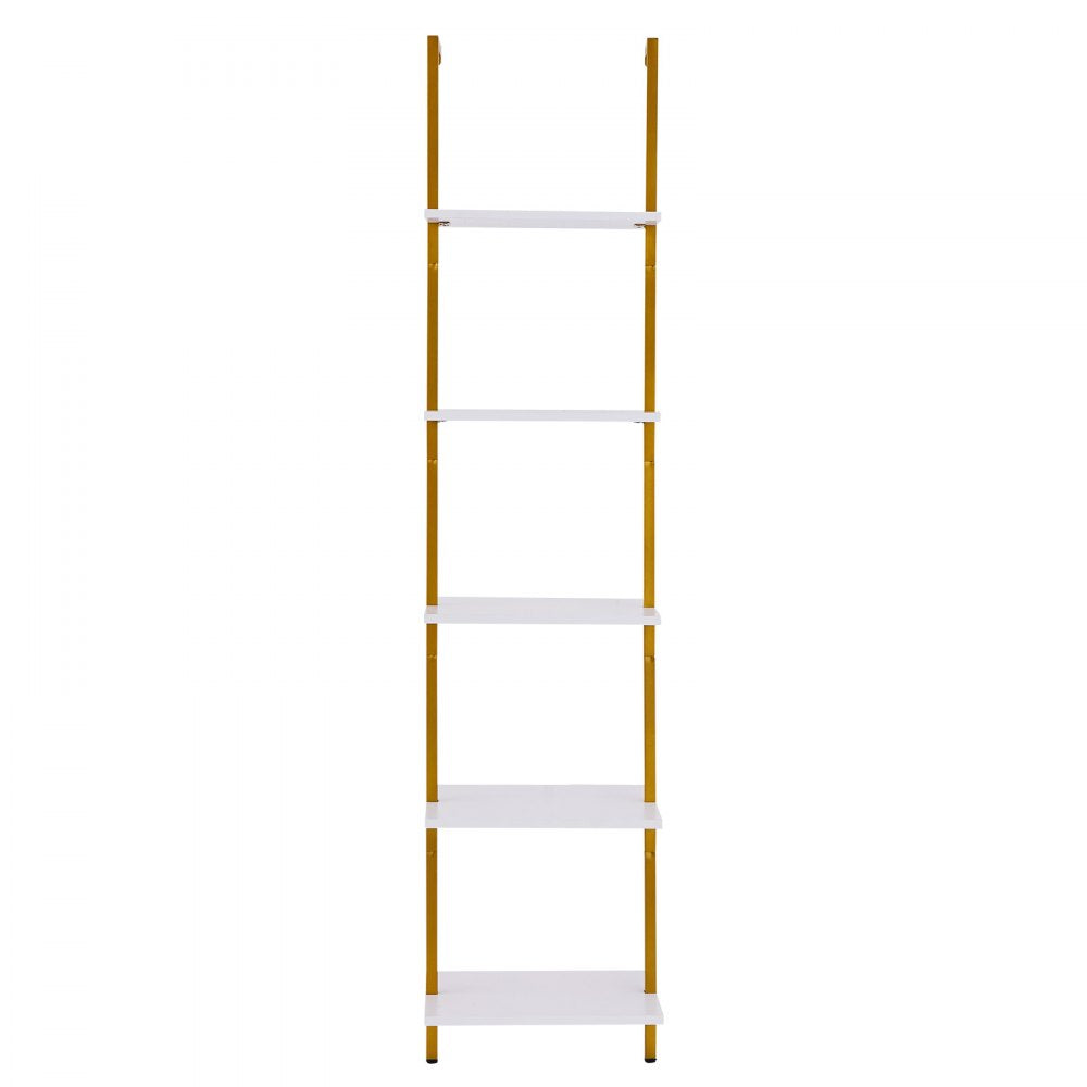 VEVOR Industrial Square Pipe Shelf 5 Tier 15.6x11.8in Wall-Mount Gold White